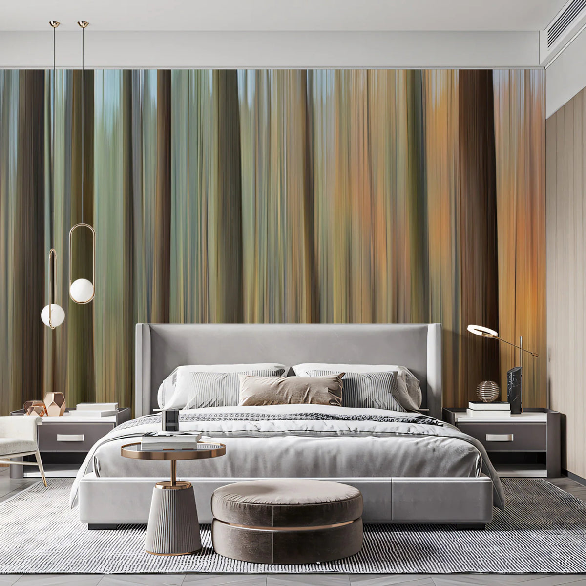 Blurred Autumn Woodland Mural Wallpaper — Painterly Forest Design Mural Wallpaper - pure wallpaper artwork