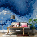 Abstract Blue Mosaic Wave Mural Wallpaper — Fluid Artistic Design Mural Wallpaper - pure wallpaper artwork