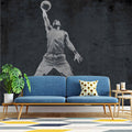 Basketball Player Silhouette Mural Wallpaper — Grunge Charcoal Mural Wallpaper - pure wallpaper artwork