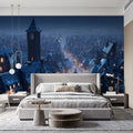 Winter Village Christmas Mural Wallpaper — Cinematic Cityscape Mural Wallpaper - pure wallpaper artwork