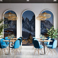 Dolomite Mountain Village Mural Wallpaper — Twilight Winter Scene Mural Wallpaper - pure wallpaper artwork