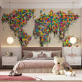 Pixel Map Mural Wallpaper — Vibrant Global Grid Pattern Mural Wallpaper - pure wallpaper artwork