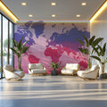 Global Gradient Map Mural Wallpaper — Minimalist World Cartography Mural Wallpaper - pure wallpaper artwork