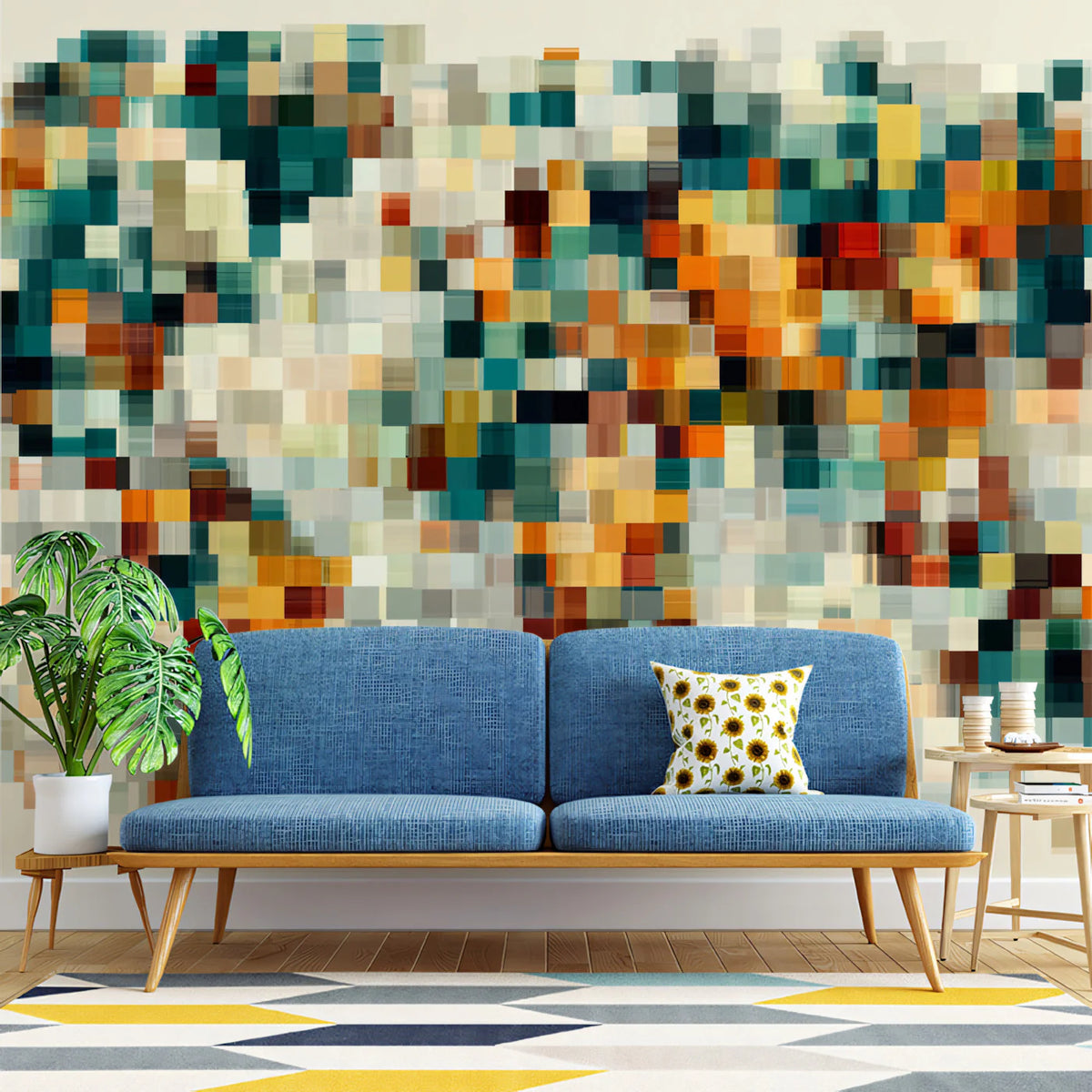 Pixelated World Map Mural Wallpaper — Modern Abstract Cartography Mural Wallpaper - pure wallpaper artwork