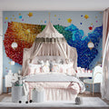Rainbow Glitter USA Map Mural Wallpaper — Festive Pop Art Decor Mural Wallpaper - pure wallpaper artwork