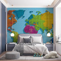 Pixelated World Map Mural Wallpaper — Vibrant Geo-Relief Design Mural Wallpaper - pure wallpaper artwork
