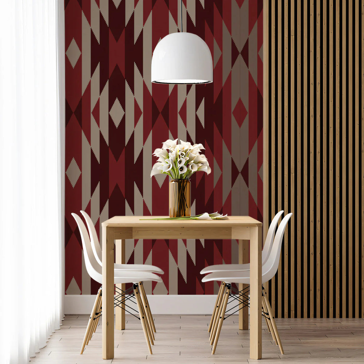 Southwest Geometric Diamond Mural Wallpaper — Earthy Tribal Motif Mural Wallpaper - pure wallpaper artwork