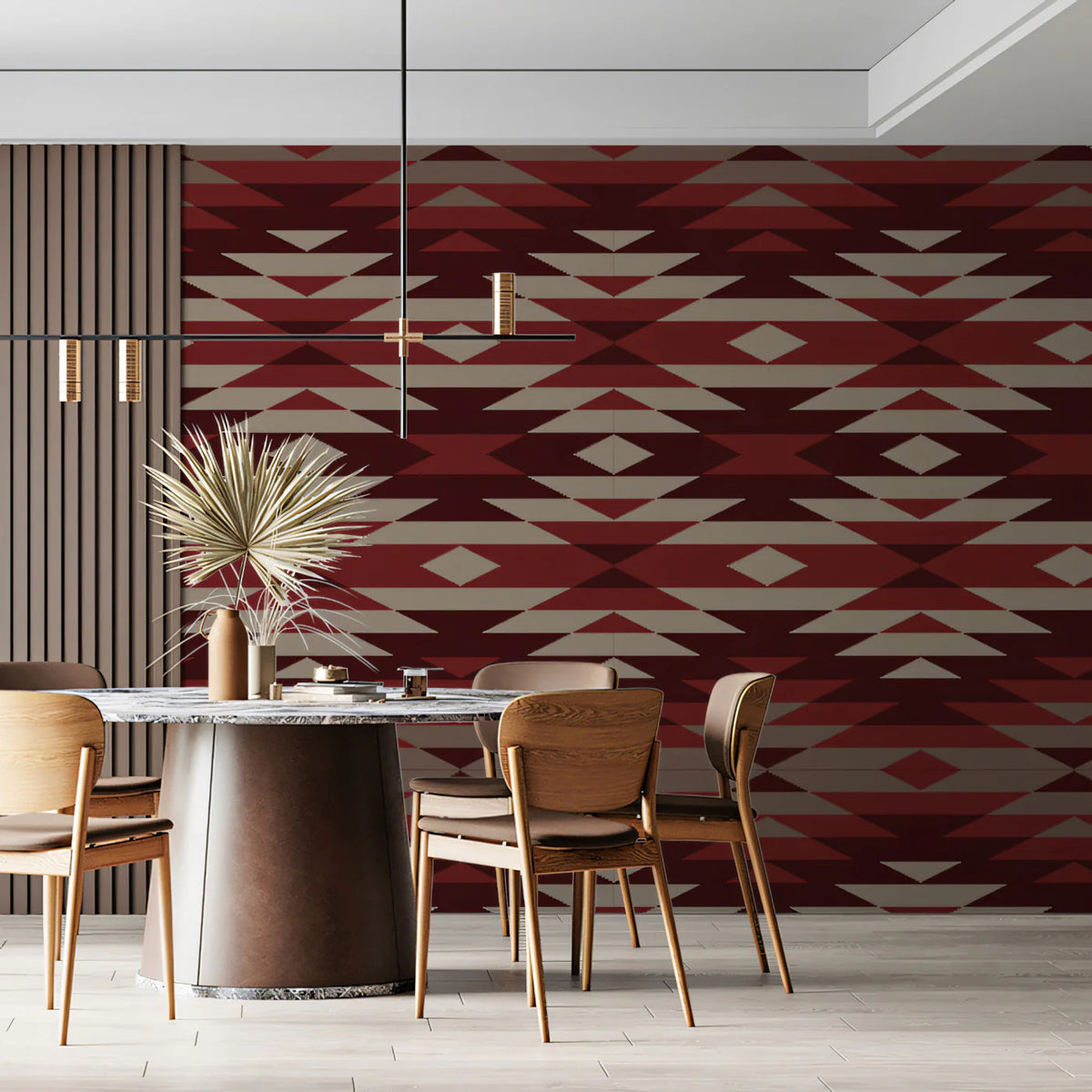 Southwestern Geometric Mural Wallpaper — Earthy Tribal Motif Mural Wallpaper - pure wallpaper artwork