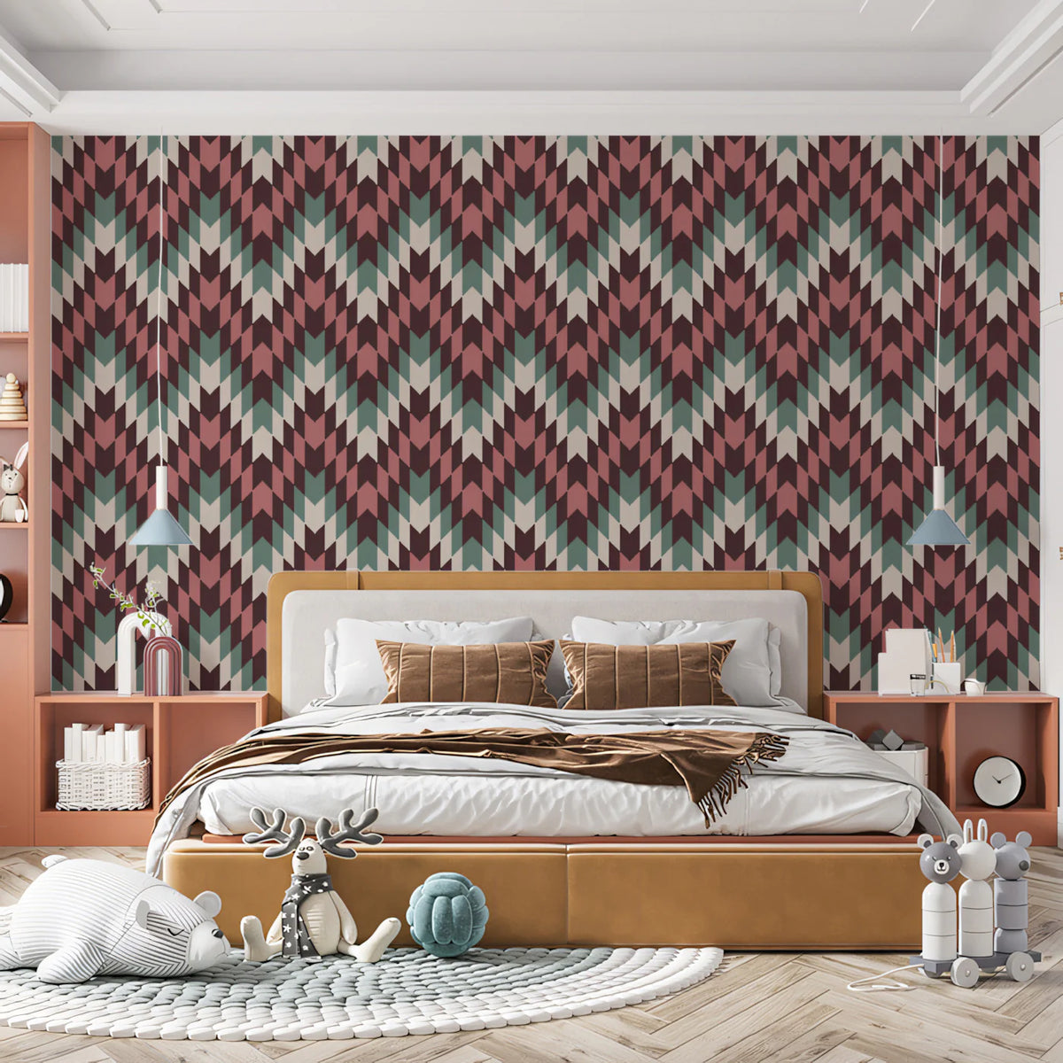 Woven Chevron Knit Mural Wallpaper — Earthy Geometric Pattern Mural Wallpaper - pure wallpaper artwork