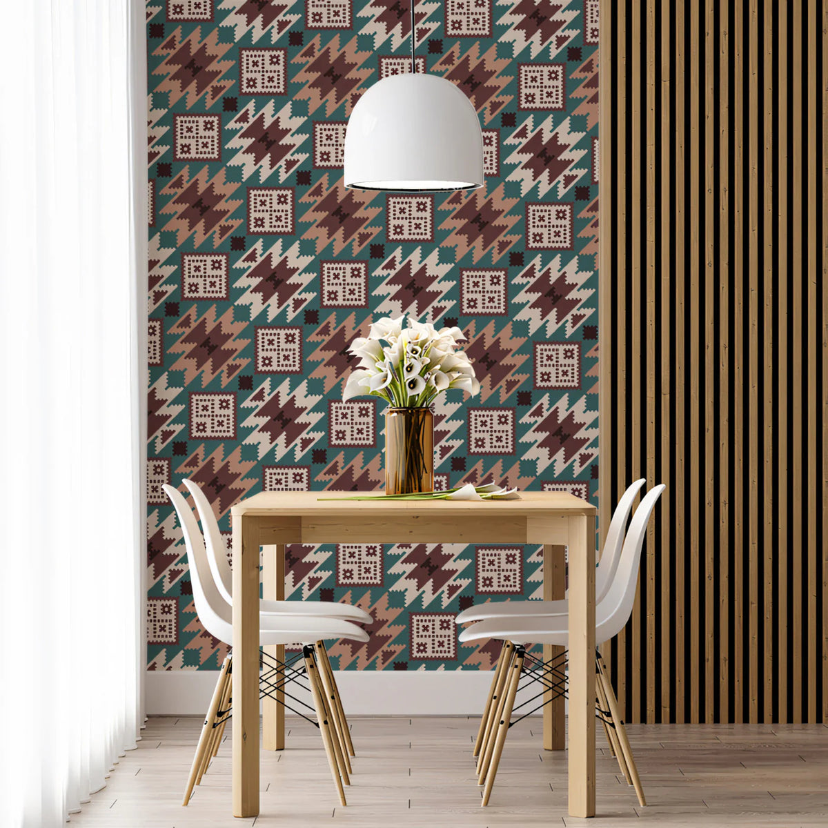 Geometric Houndstooth Mural Wallpaper — Woven Pattern Design Mural Wallpaper - pure wallpaper artwork