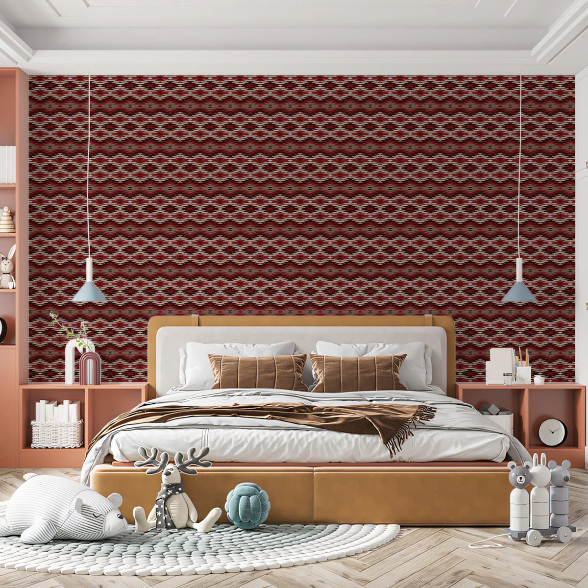 Nordic Knit Geometric Mural Wallpaper —Cozy Traditional Pattern Mural Wallpaper - pure wallpaper artwork