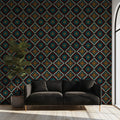 Micro Diamond Tapestry Mural Wallpaper — Dark Jewel Tone Repeat Mural Wallpaper - pure wallpaper artwork