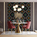 Geometric Diamond Brocade Mural Wallpaper — Rich Textile Motif Mural Wallpaper - pure wallpaper artwork