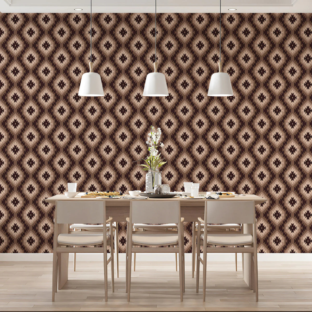 Kilim Diamond Weave Mural Wallpaper — Earthy Geometric Print Mural Wallpaper - pure wallpaper artwork
