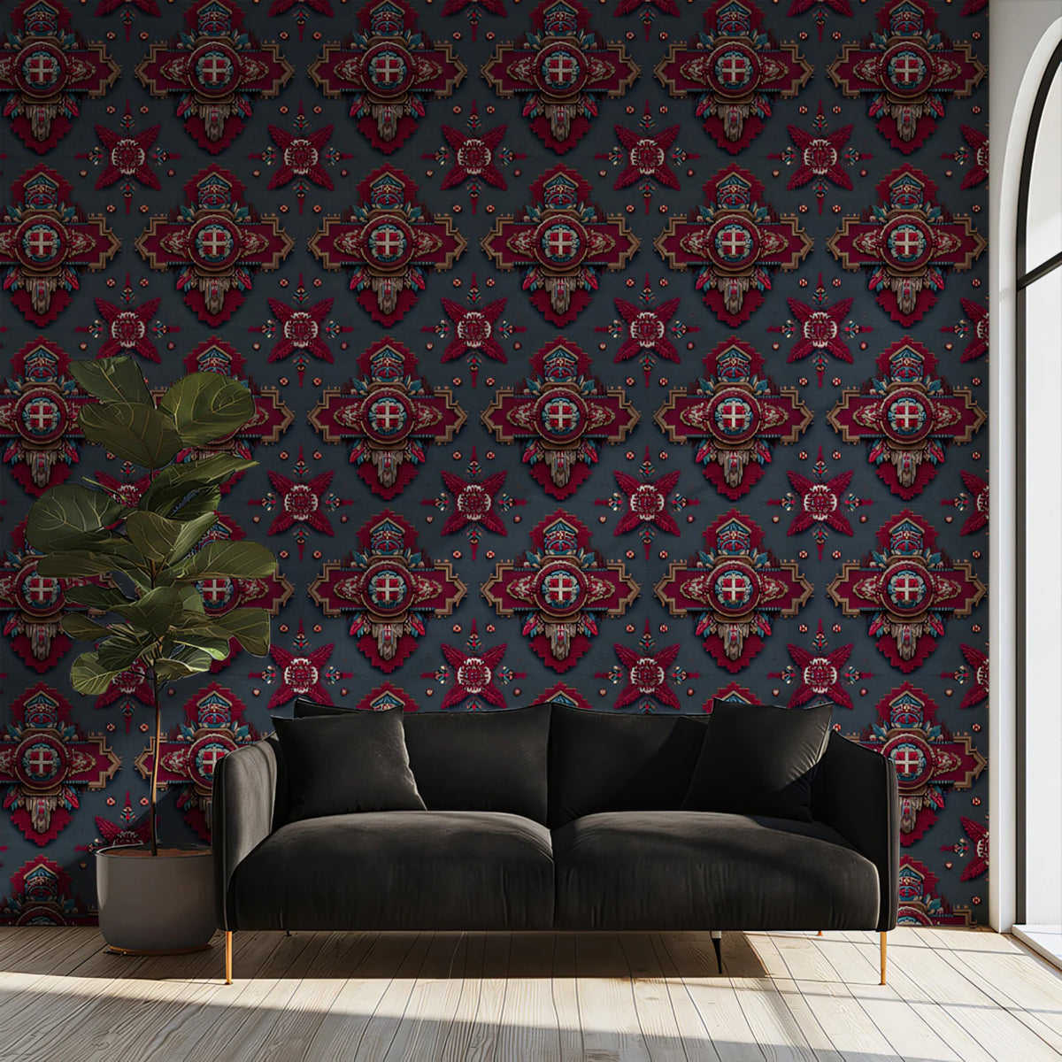 Ottoman Brocade Mural Wallpaper — Traditional Ornate Medallion Print Mural Wallpaper - pure wallpaper artwork