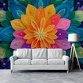 Vibrant Abstract Mandala Mural Wallpaper — Layered Petal Art Mural Wallpaper - pure wallpaper artwork