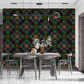Embroidered Floral Square Mural Wallpaper — Rich Jewel Tones Mural Wallpaper - pure wallpaper artwork