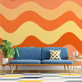 Retro Wavy Stripe Mural Wallpaper — Groovy Warm Tones Mural Wallpaper - pure wallpaper artwork