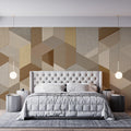 Geometric Woodgrain Cubes Mural Wallpaper — Textured Modern 3D Mural Wallpaper - pure wallpaper artwork