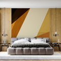 Abstract Geometric Woodgrain Mural Wallpaper — Warm Tonal Blocks Mural Wallpaper - pure wallpaper artwork