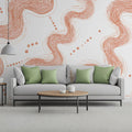 Terracotta Wavy Line Mural Wallpaper — Modern Minimalist Art Mural Wallpaper - pure wallpaper artwork
