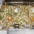 Vintage Pomegranate Etching Mural Wallpaper — Botanical Art Mural Wallpaper - pure wallpaper artwork