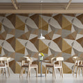 Geometric Wood Cube Mural Wallpaper — Warm Architectural Pattern Mural Wallpaper - pure wallpaper artwork
