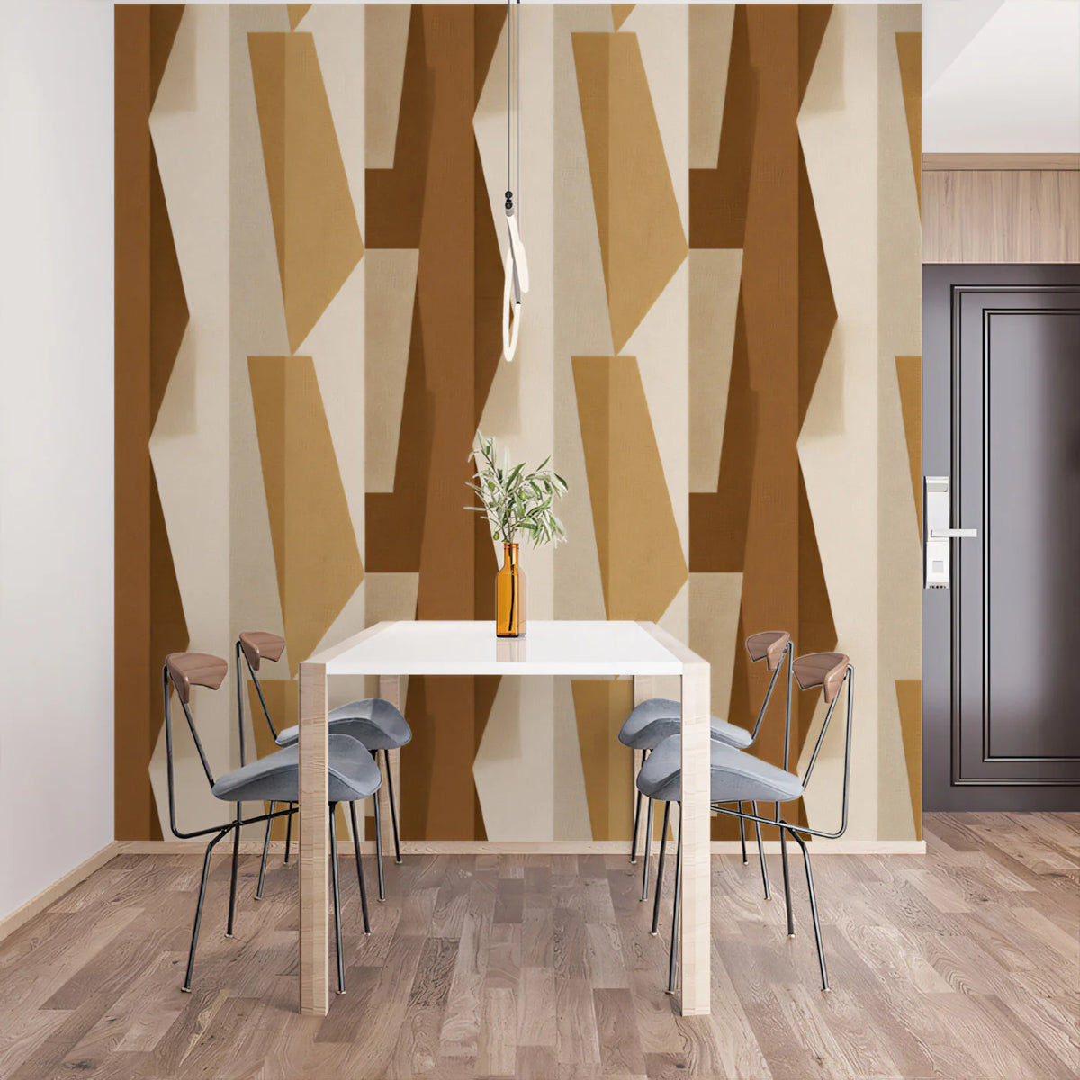 Vertical Geometric Column Mural Wallpaper — Sculptural Warm Neutrals Mural Wallpaper - pure wallpaper artwork