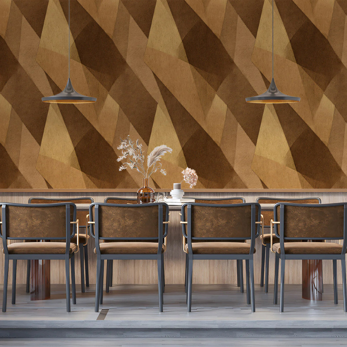 Abstract Geometric Segment Mural Wallpaper — Earthy Modern Tones Mural Wallpaper - pure wallpaper artwork