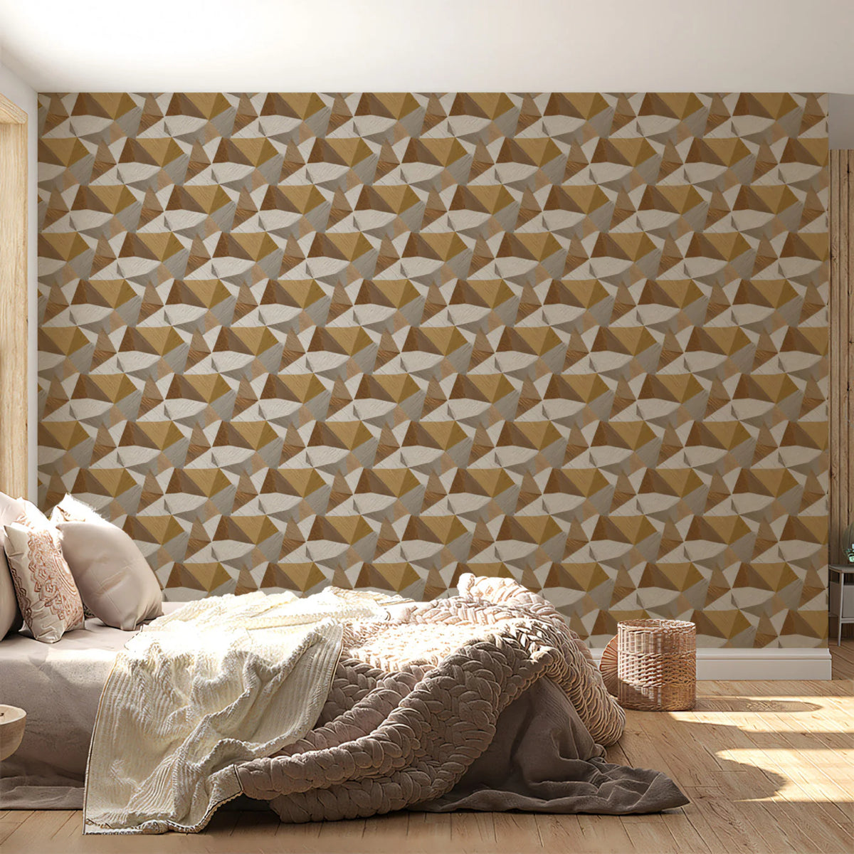 Abstract Geometric Diamond Mural Wallpaper — Earthy Prism Print Mural Wallpaper - pure wallpaper artwork