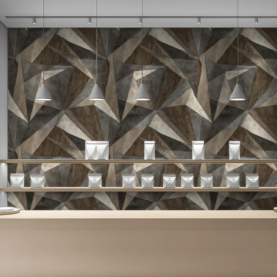 Geometric Prism Mural Wallpaper — Modern Abstract Faceted Design Mural Wallpaper