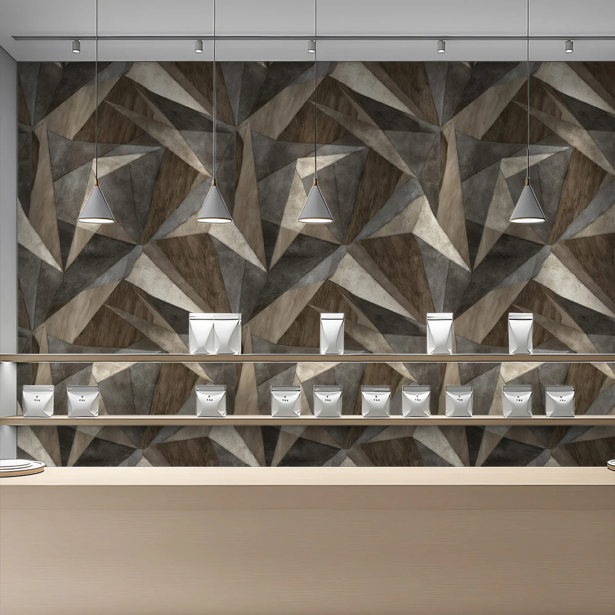 Geometric Prism Mural Wallpaper — Modern Abstract Faceted Design Mural Wallpaper - pure wallpaper artwork