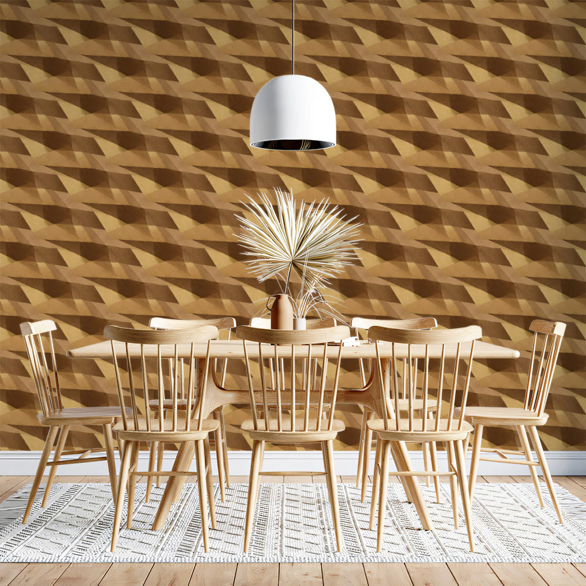 Geometric Prism Woodgrain Mural Wallpaper — Warm Earthy Tones Mural Wallpaper - pure wallpaper artwork