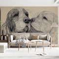 Spaniel Duo Line Art Mural Wallpaper — Sophisticated Pet Portrait Mural Wallpaper - pure wallpaper artwork