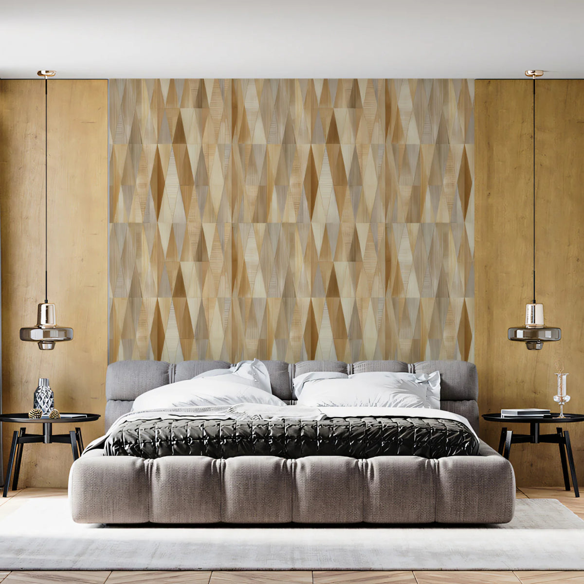 Diamond Weave Wood Grain Mural Wallpaper — Scandi Minimalist Style Mural Wallpaper - pure wallpaper artwork