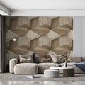 Interlocking Wood Cube Mural Wallpaper — Modern Geometric Decor Mural Wallpaper - pure wallpaper artwork