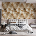 Interlocking Geometric Triangle Mural Wallpaper in Earth Tones Mural Wallpaper - pure wallpaper artwork
