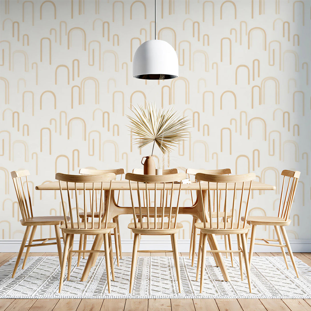 Minimalist Arch Linear Mural Wallpaper — Soft Neutral Cream Mural Wallpaper - pure wallpaper artwork