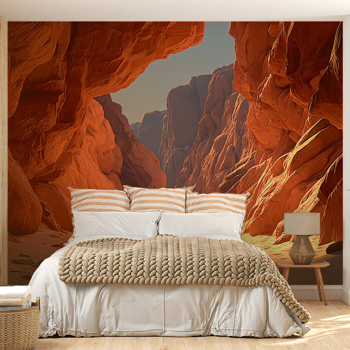 Canyon Sunrise Mural Wallpaper — Warm Terracotta Desert Landscape Mural Wallpaper - pure wallpaper artwork
