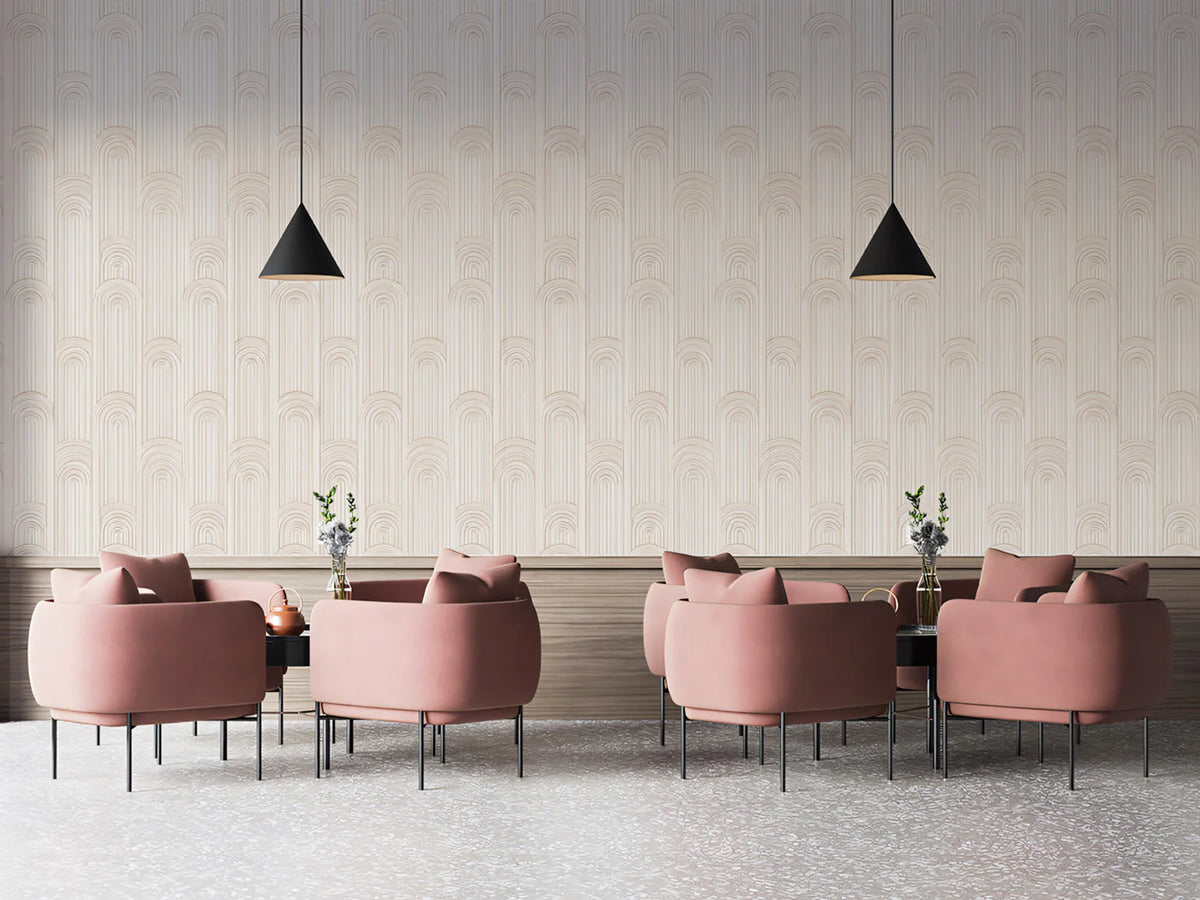 Vertical Flute and Arch Mural Wallpaper — Soft Warm Beige Mural Wallpaper - pure wallpaper artwork