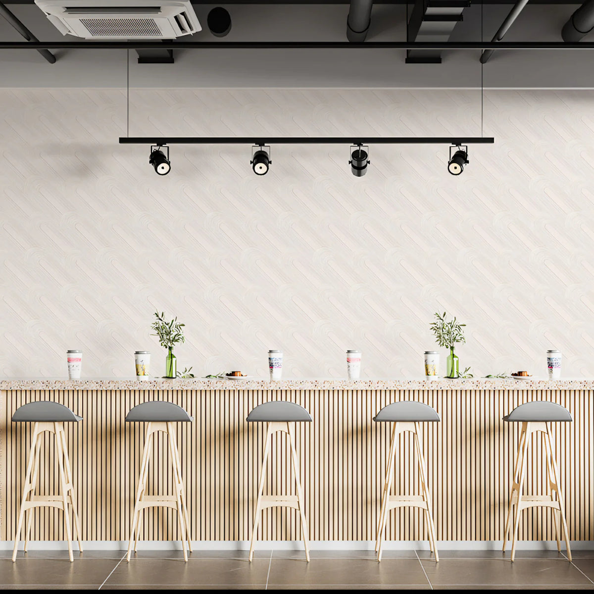 Minimalist Fluted Arch Mural Wallpaper — Soft Architectural Texture Mural Wallpaper - pure wallpaper artwork
