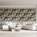 Vintage Cream Dahlia and Berry Floral Mural Wallpaper - pure wallpaper artwork