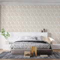 Art Deco Fan Mural Wallpaper — Minimalist Cream Repeating Motif Mural Wallpaper - pure wallpaper artwork