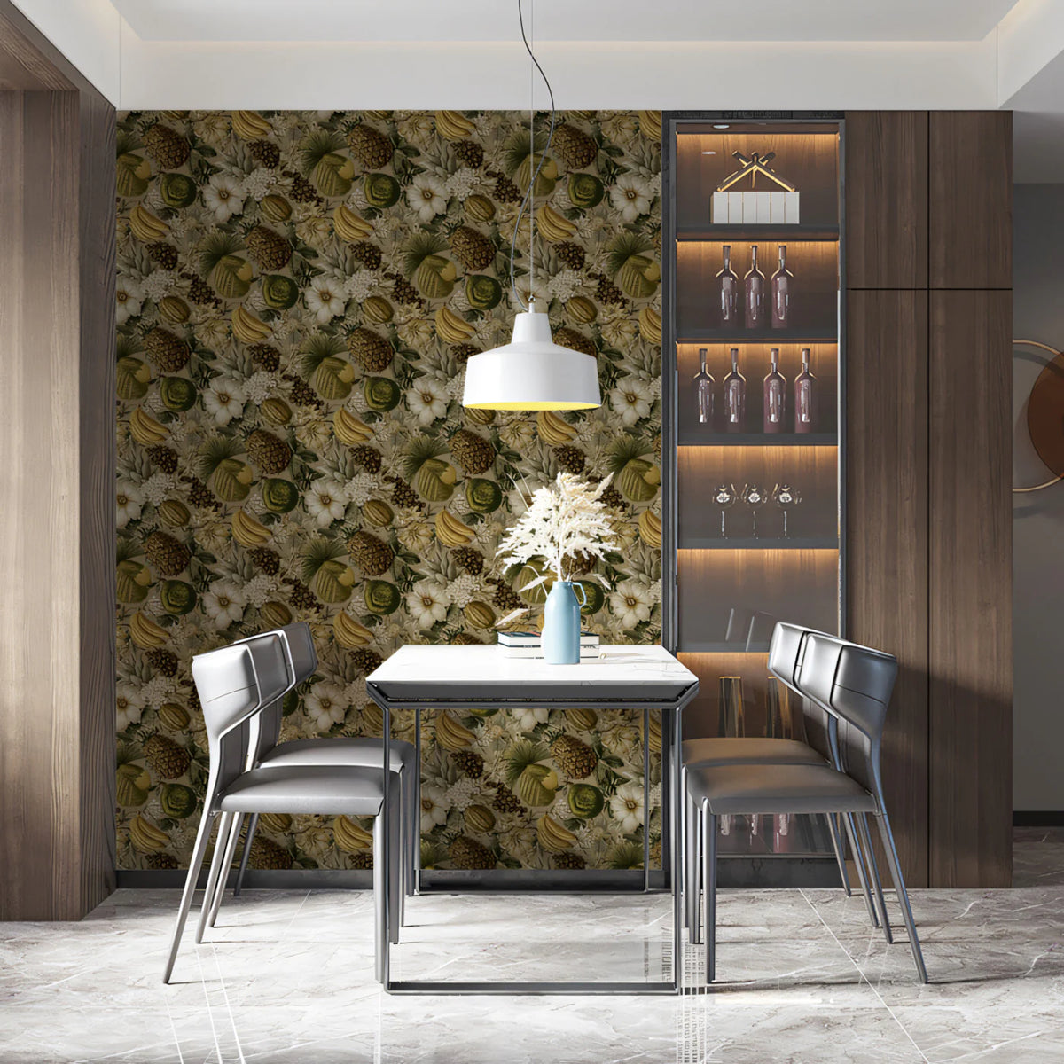 Vintage Tropical Fruit Botanical Mural Wallpaper — Earthy Tones Mural Wallpaper - pure wallpaper artwork