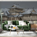 East Asian Pagoda Architectural Sketch Mural Wallpaper - pure wallpaper artwork