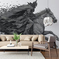 Knight and Bat Swarm Engraving Style Mural Wallpaper - pure wallpaper artwork
