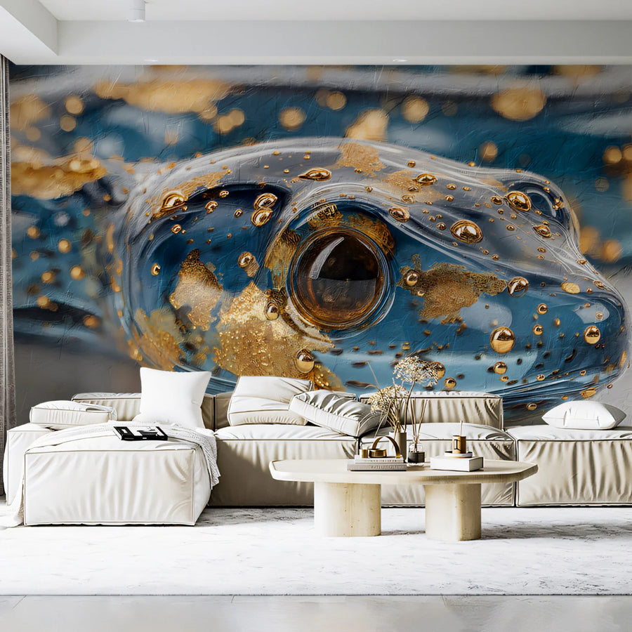 Gilded Serpent Macro Mural Wallpaper — Luxury Metallic Art Mural Wallpaper