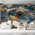 Gilded Serpent Macro Mural Wallpaper — Luxury Metallic Art Mural Wallpaper - pure wallpaper artwork