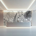 Minimalist Tropical Flora Mural Wallpaper — Clean Botanical Line Art Mural Wallpaper - pure wallpaper artwork