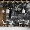 Primeval Fern Grove Mural Wallpaper — Dramatic Monochrome Etching Mural Wallpaper - pure wallpaper artwork
